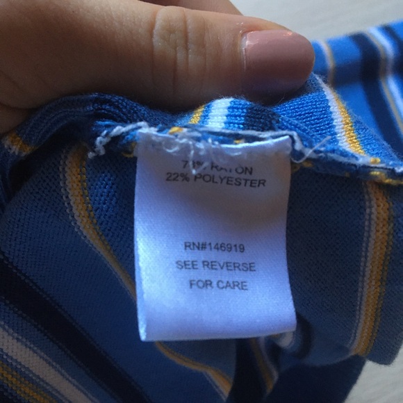 Freshman 1996, Blue, Tie Front, Striped cropped Sweater, size large - Picture 7 of 8